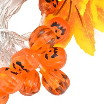 LED String Light Yellow Maple Leaves Pumpkin Grimace Design Ambient Light with 20LEDs for Halloween