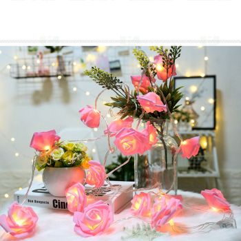 LED String Light Imitation Rose String Light Wedding String Light Festival Decoration LightPink
