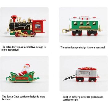 Christmas Train Set with Sounds and Lights Electric Rail Car Toy Mini Train Toy Set for Christmas and Home Decoration