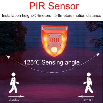 Solar Sound and Light Alarm Motion Sensor 110DB Sound Alert LED Flash Warning Strobe Security Alarm System for House Farm Villa