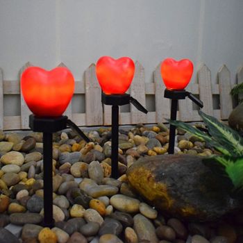 Outdoor Solar Garden Stake Lights Waterproof Solar Red Heart Shaped Pathway Lamps Landscape Lamp for Garden Lawn Decor