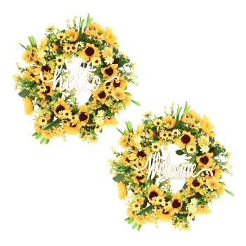 Sunflower Garland Door Ornament Ins Nordic Sunflower Decoration Hello Hanging Ornament