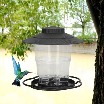 Bird Feeder 1L Durable ABS Easy Filling Transparent Container Portable Pavilion Design Hanging Bird Feeder