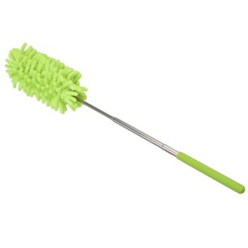 Telescopic Duster Handheld Dust Remover Stainless Steel for Floor Desk Cabinet Cupboard Cleaning Green
