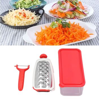 Vegetable Cutter 4 in 1 Multifunctional Stainless Steel Portable Lightweight Easy Operation Veggie ChopperRed