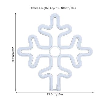 70in Neon Sign Romantic Christmas Snowflake Battery USB Powered LED Neon Light Decoration for Christmas Decoration 5V