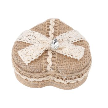 Heart Shaped Ring Gift Box Linen Trim Knitted Sweet Decoration for Jewelry Brooch Earrings Type 2