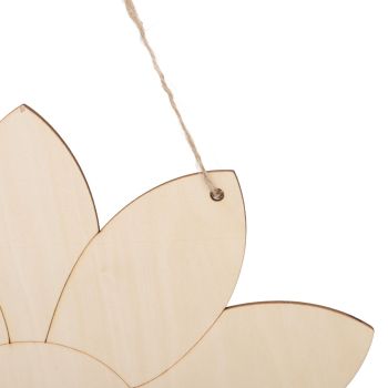 2pcs Wooden Flower Cutouts DIY Lotus Shape Unfinished Wooden Cutouts Home Garden Wood Chip Decor Pendant with 2 Hemp Rope