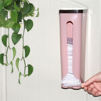 2PCS Wall Mounted Garbage Bag Storage Rack Back Adhesive Organizer Professional for Kitchen Pink 31x10x10cm / 12.2x3.9x3.9in