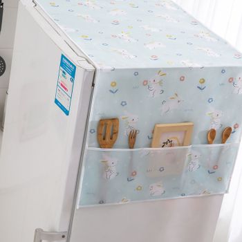 Refrigerator Dust Cover PEVA Home Water and Oil Proofing Refrigerator Cover Towel for Kitchen Rabbit 130x55cm/51.2x21.7in