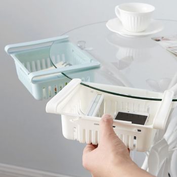 Fridge Drawer Organizer Retractable Multifunction Space Saving Refrigerator Storage Box Khaki 20.5x16.4x7.6cm / 8.1x6.5x3.0in