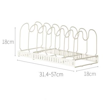 Pot Lid Rack Iron Retractable Pot Lid Organizer Holder for Multiple Cookware Universal Black