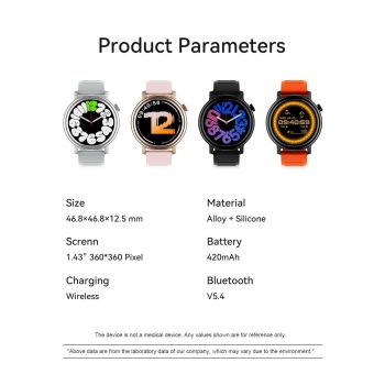 GTR15 Bluetooth Call Smart Watch 1.43 Inch Screen Waterproof Fitness Tracker，black