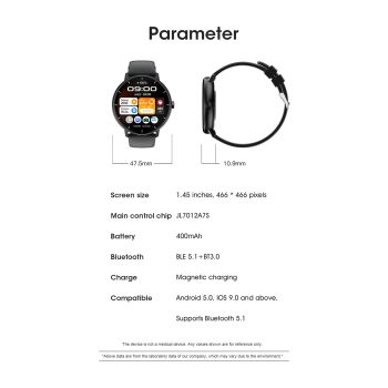 GTR4 Pro Bluetooth Call Smart Watch, Waterproof Fitness Tracker with Heart Rate Sleep Monitor for Android iOS，black
