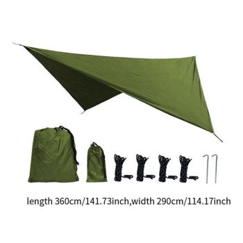 Camping Tarp Tent Tarp Awning Accessories Lightweight Hammock Canopy Rain Awning - Army green