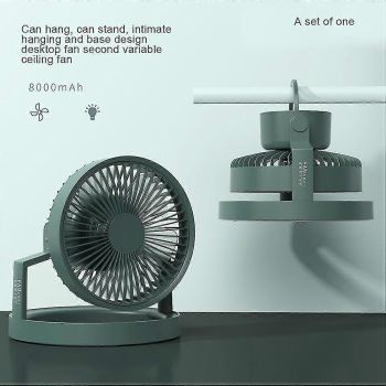Camping Fan With Led Light,8000mah Outdoor Tent Fan With Light&hook,180 Rotating Fan for Camping