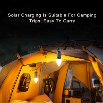 Hanging Light Usb Rechargeable Led Camping Lantern Outdoor Tent Lights for Camping Bulbs With Clip Hook Camping Flash Black-A