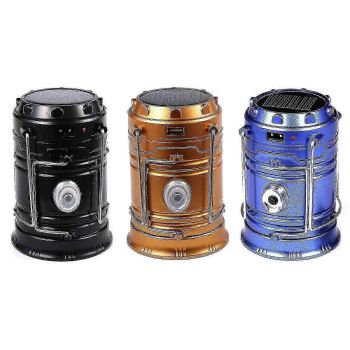 Portable Rechargeable Solar LED Lantern for Camping, Self-Collapsible and Powerful