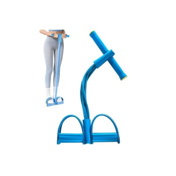 6 Tube Resistance Band Ankle Puller Foot Pedal Fitness Exercise Rope - Blue