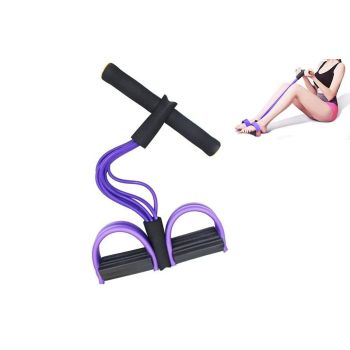 6 Tube Resistance Band Ankle Puller Foot Pedal Fitness Exercise Rope - Pink