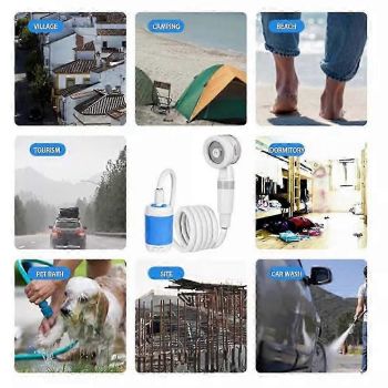 Type A 4000mAh Electric Shower, Camping Portable Shower Head Pump for Outdoor Hiking Travel