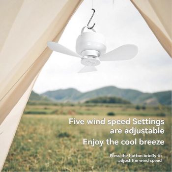 2-in-1 Camping Fan with LED Light Portable Rechargeable Battery Powered Fan with Remote for Tent, Travel, BBQ - Pink