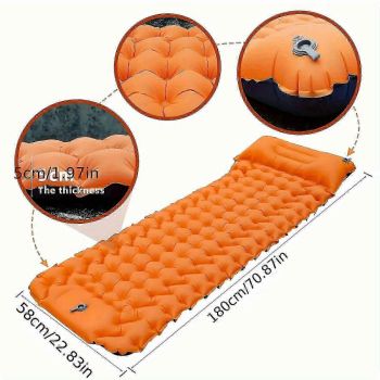 Portable Sleeping Pad, Camping Inflatable Mattress With Pillows, Folding Ultralight Air Cushion For Outdoor Hiking Trekking well - Orange