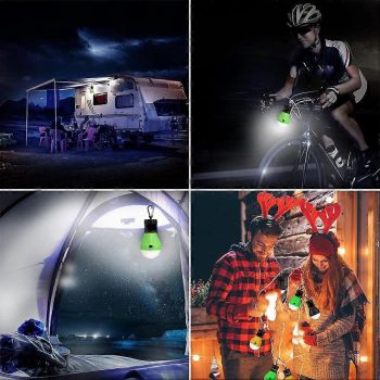LED Camping Lantern, Super Bright Outdoor Waterproof Light with Hook, Ideal for Hiking, Fishing, Parties, 4-Pack Black