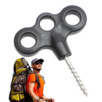 4pcs Camping Tent Stakes Screw‑In Metal Pegs, Lightweight Rust‑Resistant Windproof Stakes for Outdoor Use