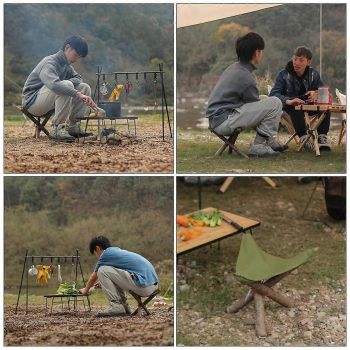 Durable Nylon Camping Stool with Stable Triangle Design, Breathable Seat Cover for Fishing and Hiking