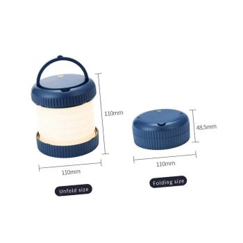 USB Rechargeable Folding Camping Lantern with Dual Lighting Mode, Lightweight LED Tent Light for Outdoor Hiking, Blue