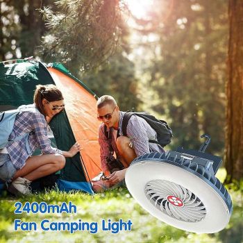 2X Portable Camping Fan with LED USB Rechargeable Battery Operated Fan for Tent Car Emergency