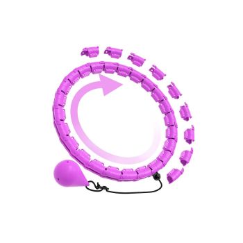 32 Section Weighted Hula Hoop with Massage Rollers - Purple