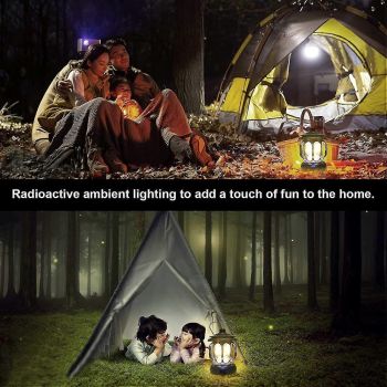 Led Camping Lantern,rechargeable Retro Dimmable Camping Light Waterproof Tent Light For Power Outages Hiking Emergency Fishing - Black