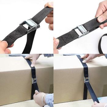 6 Pack Black Nylon Tie Down Straps with Zinc Alloy Lock (Black, 2m x 25mm)