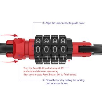 Secure 4 Digits Regulable Combination Padlocks Rustproof Zincs Alloys Bike Lock for Bicycles Storage Lockers -Black