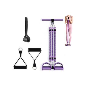 1 Set 4-in-1 Resistance Band Pedal Puller for Sit-Up Home Gym Yoga Pilates - 2 Tubes