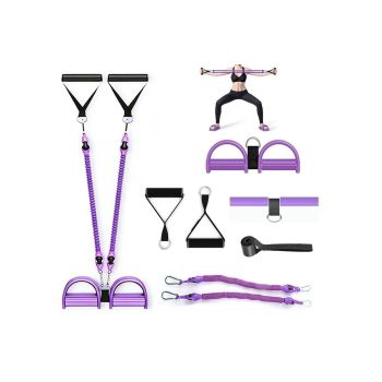 1 Set 4-in-1 Resistance Band Pedal Puller for Sit-Up Home Gym Yoga Pilates - 3 Tubes