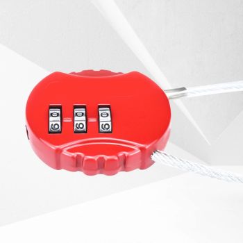 Resettable Travel Cable Lock 3Digit Helmet Lock Multipurpose Electric Bicycle Lock Suitcase Luggage Lock Code Lock Cable -Red
