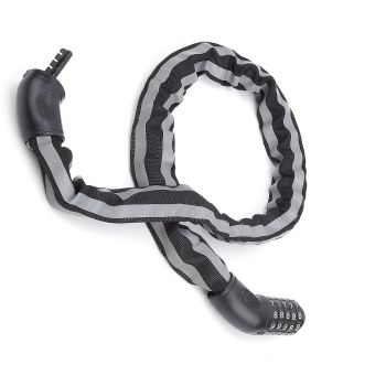 Reflective Black Keyless Bike Antitheft Coded Lock - Five Password Bicycle Cable Lock