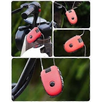Bike Lock, Bicycle Lock, Cable Lock, Stroller Lock with 70cm Retractable Cable for Bicycles, Skis, Snowboards and Strollers