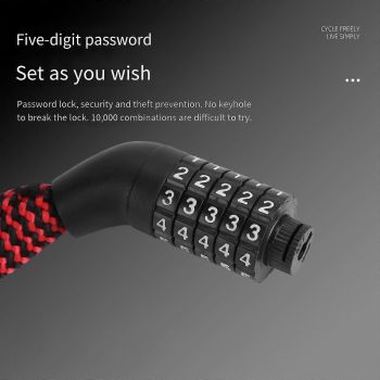 Portable 5-Digit Combination Bike Chain Lock, Keyless Anti-Theft Security Lock for Bicycle, Mountain Bike, Scooter and Motorcycle - Black