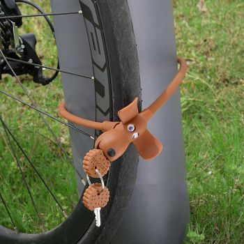 Portable Bike Cable Lock with Silicone Cover, Lightweight Anti-Theft Bicycle Security Lock, Cookie Dog Design - Brown