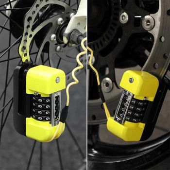 4-Digit Combination Disc Brake Lock, Portable Anti-Theft Security Lock for Motorcycle, Bicycle and Scooter - Yellow