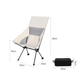Portable Compact Camping Chair for Outdoor Camp Travel Picnic Lightweight Folding High Back Camping Chair With Head Support -Beige