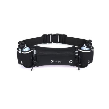 Hydration Running Belt with 2 Water Bottles and Phone Pouch for Marathon Hiking - Blue
