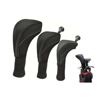 3Pcs Set Golf Club Head Cover for Woods and Driver with Interchangeable Tags 3 4 5 7 X - Blue