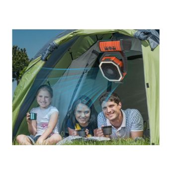 Portable Camping Fan with Light Large Capacity Outdoor Rechargeable Tent Fan - Orange