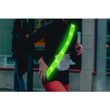 Rechargeable Running Gear LED Reflective Belt Sash Professional Safety Gear Safety Belt -Green