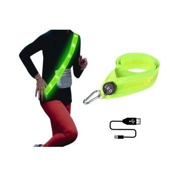 Rechargeable Running Gear LED Reflective Belt Sash Professional Safety Gear Safety Belt -White